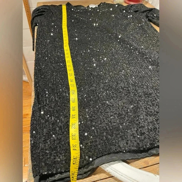 📍 LILI SIDONIO MOLLY BRACKEN Black  Sequin Mini Dress size M/L - Picture 8 of 9